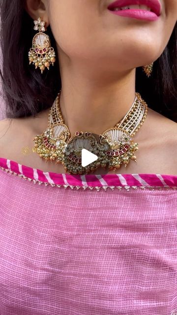 Mirana on Instagram: "Phulkari Multi Antique Designer Necklace Set 😍  Love for designer jewellery is an addiction 😍  For more details click the link in bio or visit our website www.miranajewels.com.  Also you can DM or reach us @+919413563838  #miranabymegha #diamondjewellery #latestjewellery #trendyjewelry #americandiamondjewellery #weddingjewellery #tyaanijewellery #reelsinstagram #reelitfeelit #trendingreels #jaipurjewellery #mjnecklace #reelkarofeelkaro #trending# Parineeti Wedding Jewellery, latestjewellery, Wedding Jewellery  Copy and Paste below link ##https://miranajewels.com/product/phulkari-multi-antique-designer-necklace-set/#" Latest Diamond Necklace Designs, Latest Bridal Jewellery Designs, Crystal Neckless, Trending Jewellery, American Diamond Jewellery, Set Love, Antique Jewellery Designs, Diamond Necklace Designs, Antique Bridal Jewelry