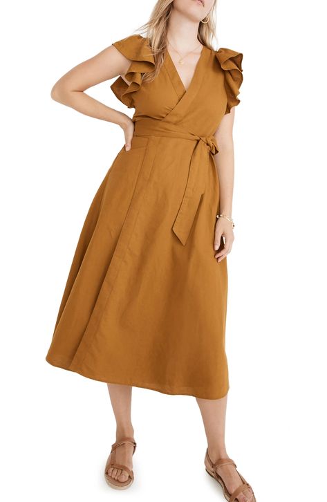 Discover great products at the best prices at Dealmoon. Madewell Lora Wrap Linen Blend Midi Dress. Price:$64.97 at Nordstrom Rack Linen Sheath Dress, Midi Wrap Dress, Ruffle Sleeve Dress, Wrap Midi Dress, Tiered Midi Dress, Madewell Dresses, Midi Dress With Sleeves, Guest Outfit, 50's Dress