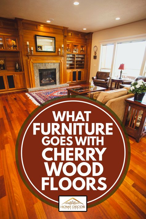 What Furniture Goes With Cherry Wood Floors? - Home Decor Bliss Red Wood Floor Kitchen Ideas, Brazilian Cherry Hardwood Flooring Living Room, Rooms With Cherry Wood Floors, Decorating With Red Hardwood Floors, Cherry Wood Floor Living Room Interior Design, Cherry Floors Dining Room, Cherry Furniture Living Room, Cherry Floors Bedroom, Red Hardwood Floors Living Room Decor