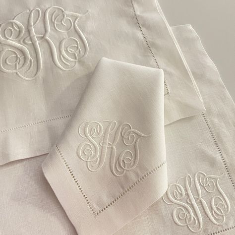 Description Sizes Care Sferra Festival 100% hemstitched linen napkins, placemats, cocktail napkins, table cloths and table runners. Tablecloths are monogrammed in one corner. Table runners are monogrammed on each end. Custom sizes available. Prices below include the base monogram with adjustments for decorative monograms. Allow 2-3 weeks for production. Note: 6x6 Cocktail Napkin Colors are available in : White, Oyster, Butter, Black, Chocolate, Cinnabar, Curry, Emerald, Grey, Kiwi, Lilac, Natura Monogrammed Linen Napkins, Embroidery Napkins Wedding, Monogram Napkins Wedding, Monogram Napkins Embroidery, Monogrammed Cocktail Napkins, Monogrammed Napkins Linen, Embroidered Wedding Napkins, Monogram Cocktail Napkins, Monogram Napkins