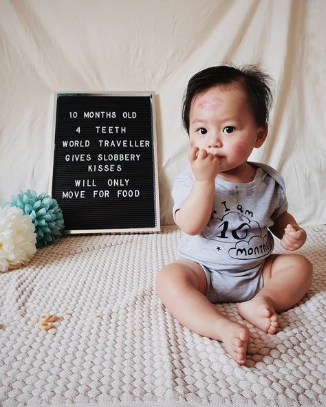 The Chaus | Parenting & Travel on Instagram: “💕 10 months Travelled to a new continent this month 🌍 Still can't crawl properly but he does this weird crab crawl thing if you tempt him…” #BabyMilestone #1yearupdate #babyphoto #1yearold #12monthsold 10 Months Milestones Photo Ideas, 10 Month Baby Letterboard, 10 Month Milestone Picture, Ten Months Baby Photoshoot, 10 Month Baby Photoshoot Photo Ideas, Baby 10 Months Photography, 10 Month Old Baby Photo Ideas, 10 Month Photoshoot, 9 Months In 9 Months Out Pictures