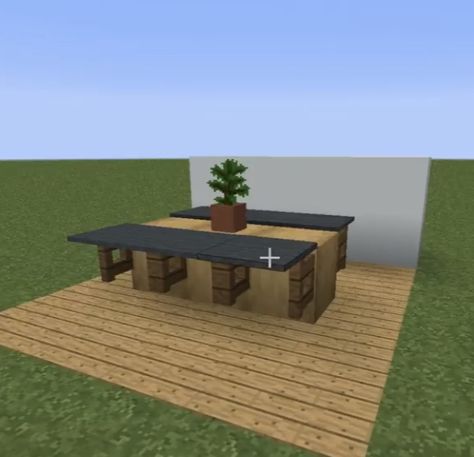 Dinning table for kitchen in Minecraft Minecraft Table Ideas, Kitchen In Minecraft, Minecraft Table, Kitchen Minecraft, Mansion Minecraft, Table Minecraft, Minecraft Kitchens, Minecraft Lego, Minecraft Decoration