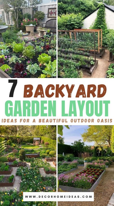 Transform your outdoor space with these 7 backyard garden layout ideas to create your own haven of tranquility. Explore serene designs featuring lush greenery, cozy seating areas, water features, and charming pathways. Discover how to incorporate these elements to craft a peaceful retreat perfect for relaxation and enjoying nature right in your backyard. Perfect Garden Layout, Raised Bed Garden Layout, Vegetable Garden Layout Design, Backyard Raised Garden, Inground Pool Landscaping, Garden Bed Layout, Garden Layout Ideas, Raised Vegetable Gardens, Backyard Layout