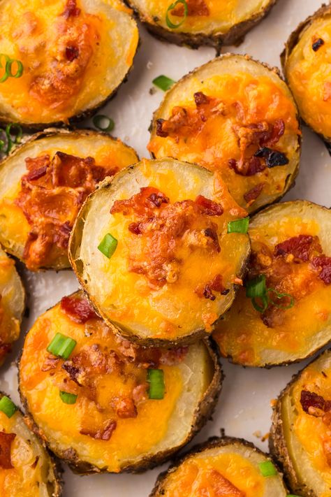 Cheesy Bacon Potato Bites - Kitchen Divas Potato Recipes Appetizers, Potato Appetizer Recipes, Cheesy Bacon Potato Bites, Cheesy Potato Bites, Potato Cheese Bites, Cheesy Potato Balls, Potato Skins Appetizer, Loaded Potato Bites, Potato Bites Recipe