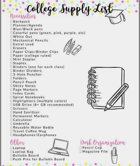 Checklist For College, College Supply List, First Day Of College, School Supplies Highschool, College Checklist, College Supplies, College List, College School Supplies, School Supplies Organization