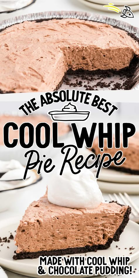 Pudding Cool Whip Pie, Cool Whip Pumpkin Pie, Desserts With Cool Whip, Pudding And Cream Cheese, Cool Whip Pudding, Cool Whip Pie, Cool Whip Pies, Chocolate Pie Crust, Cool Whip Desserts