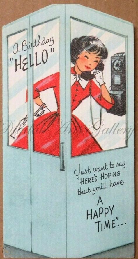 Thanks for the kind words! ★★★★★ "Very cute vintage graphic: just right for sending holiday text to someone older." welkharwily https://etsy.me/3Btc1at #etsy #cardmakingstationery #retrobirthday #vintagebirthday #girlonphone #ladyonphone #happybirthday #birthdaygreet Happy Birthday Vintage, Vintage Birthday Cards, Telephone Booth, Retro Birthday, Funny Happy Birthday, Birthday Wishes Cards, Birthday Meme, Vintage Birthday, Vintage Greeting Cards