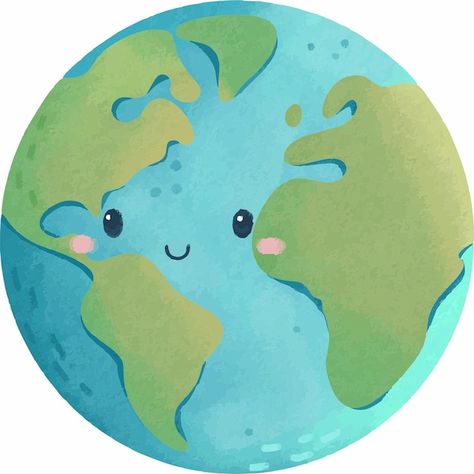 Illustration earth cartoon cute and ador... | Premium Vector #Freepik #vector #global #cute-earth #global-community #happy-earth-day Cute Earth Illustration, Earth Illustration Design, Earth Illustration Art, Earth Digital Art, Planet Earth Illustration, Earth Day Illustration, Kawaii Earth, Earth Cartoon, Earth Day Pictures