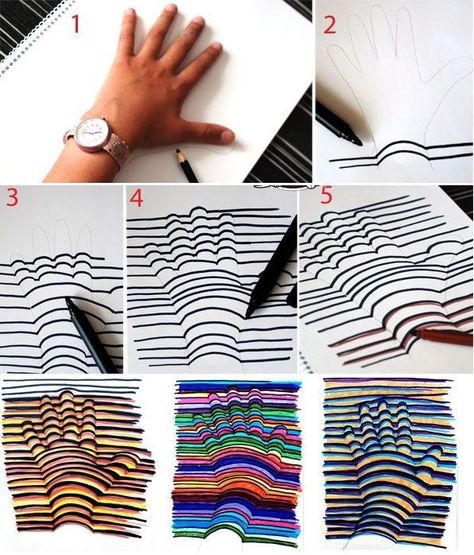 3d Hand Art, 3d Hand Drawings, Family Tree Canvas, Diy Crafts For Teens, 3d Art Drawing, 3d Hand, Pencil Drawings Easy, 3d Drawings, Hand Drawing