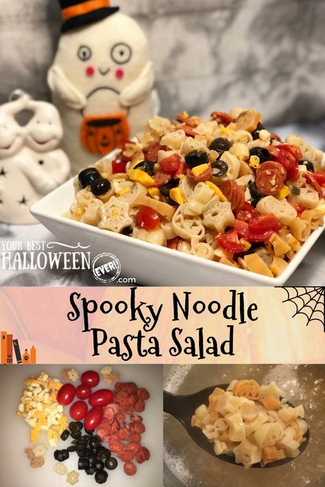 Put a spooky spin on a classic pasta salad with this easy to follow recipe and specialty Halloween-themed noodles! Halloween Shaped Pasta, Noodle Pasta Salad, Halloween Pasta, Halloween Potluck, Noodle Pasta, Shaped Pasta, Classic Pasta Salad, Pasta Salad Ingredients, Italian Dressing Mix