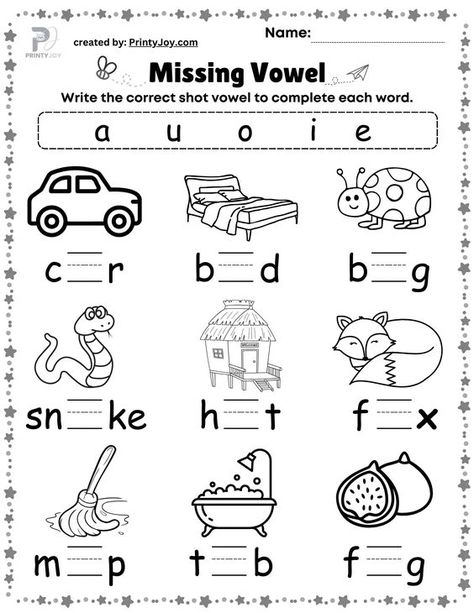 Vowel Kindergarten Activities, Free Vowel Worksheets, Kindergarten Learn To Read Activities, An Words Worksheets For Kindergarten, Kindergarten Ela Worksheets, I Sound Words Worksheet, Cvc Worksheets Free Printable, Vowels Activity For Kindergarten, My Self Worksheets For Kids