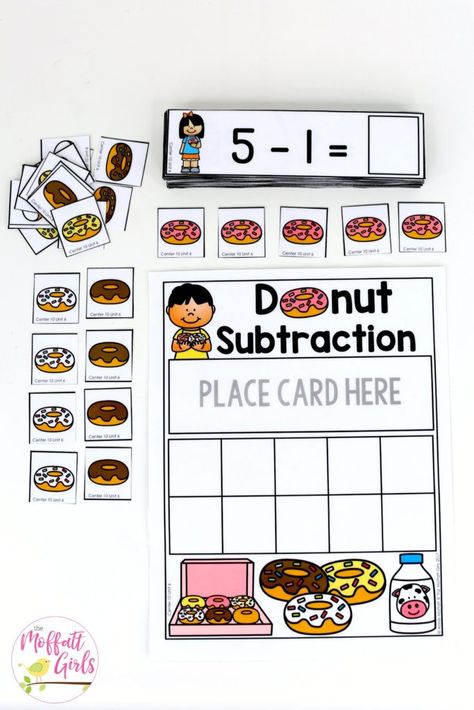 Subtraction Kindergarten, Kindergarten Math Games, Math Subtraction, Subtraction Activities, Math Centers Kindergarten, Prek Math, Kindergarten Games, Kindergarten Fun, Kindergarten Math Activities