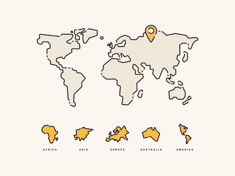 Illustrated Map Of The World for jrny.de by Franziska Volmer on Dribbble Maps Illustration Design, Map Logo, Global Map, World Map Design, Infographic Map, Map Of The World, Youtube Logo, Minecraft Art, Learning Design