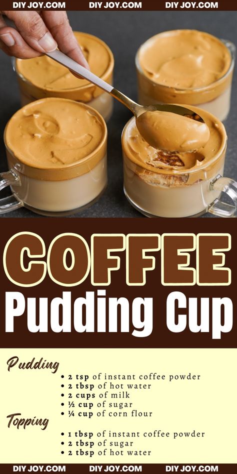 5-Ingredient Coffee Pudding Cup Recipe Tiramisu Pudding Cups, Pudding Desserts In A Cup, Coffee Trifle, Hot Chocolate Pudding Recipe, Coffee Pudding Recipe, Custard Pudding Recipe, Quick Puddings, Christian Food, Coffee Pudding