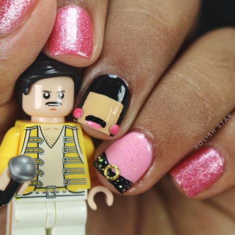 My this nail art is inspired from Freddie Mercury's "I Want To Break Free" song. This nail art is also inspired from @queenexperiencesk Freddie Mercury Nail Art.   Her insta: https://www.instagram.com/queenexperiencesk/?hl=en Make sure to follow her on Instagram.   It's Freddie's (Farrokh Bulsara, born in 1946 in Zanzibar to Parsi-Indian parents) birthday on 5th September. So, it's a small tribute to him. Queen Inspired Nails Band, Queen Nails Band, Freddie Mercury Nails, Queen Band Nails, Queen Nail Art, Rock Nail Art, Inspi Makeup, I Want To Break Free, Rock Nails