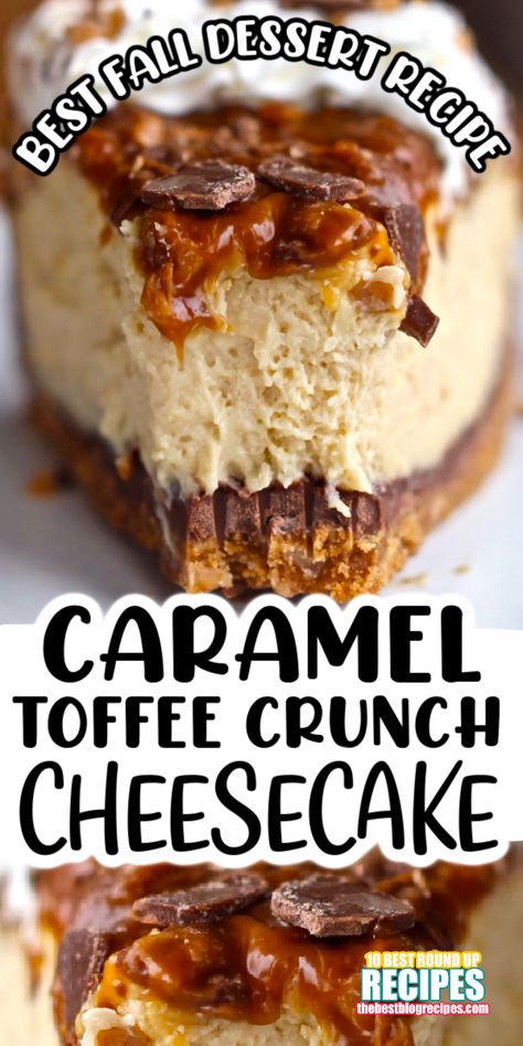 Toffee Crunch Cheesecake, Caramel Toffee Crunch Cheesecake, Best Cheesecake Recipes, Fall Cheesecake, Crunch Cheesecake, Cheesecake Desserts Recipes, Toffee Crunch, Yummy Cheesecake, Number Seven