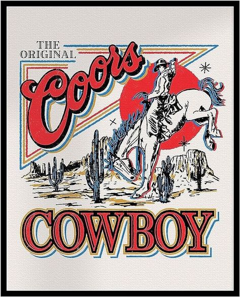 Coors Cowboy, Cowboy Wall Art, Rodeo Poster, Cowboy Posters, Western Posters, Wilde Westen, Retro Kunst, Western Wall Art, Beer Poster