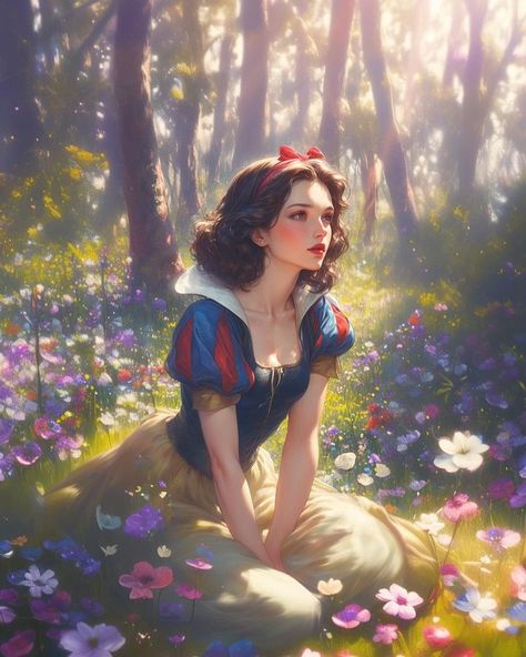 Snow White Painting, Snow White Fanart, Snow White Aesthetic, Disney Princess Aesthetic, Snow White Disney Princess, Dreamy Scenery, Fairytale Disney, Snow White Art, Disney Character Art