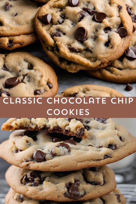 Indulge in the timeless delight of Classic Chocolate Chip Cookies! These golden-brown treats boast a perfect balance of buttery softness and irresistible chocolatey goodness. Whip up a batch of these iconic cookies for a sweet taste of nostalgia. Easy-to-follow recipe for a moment of homemade bliss. 🍪✨ #ChocolateChipCookies #Baking #HomemadeTreats #myskinnyrecipes The Best Chewy Chocolate Chip Cookies, Good Chocolate Chip Cookies Recipes, Types Of Chocolate Chip Cookies, Chocolate Chip Cookies No Baking Soda, Ooey Gooey Chocolate Chip Cookies, Great American Cookie Recipe Sugar, Old Fashion Chocolate Chip Cookies, Boneless Cookies, Albertsons Chocolate Chip Cookies Recipe