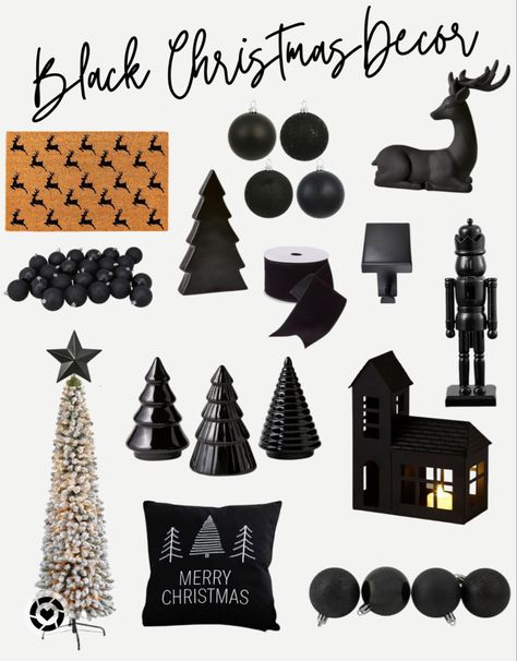 Black White And Tan Christmas Decor, Black Wood Christmas Tree, Black And Gray Christmas Decor, Black And Natural Christmas Tree, Black White And Grey Christmas Decor, Black Metallic Wood Christmas, Black Modern Christmas Decor, Black And Wood Christmas Decor, Flocked Christmas Tree Black Ornaments