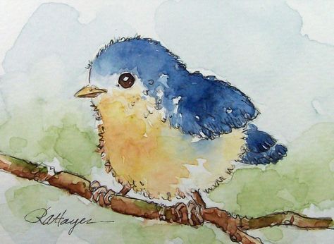 Watercolor Bird Paintings (2) Blue Bird Art, Parrot Painting, Bird Watercolor Paintings, Watercolor Paintings For Beginners, Watercolor Paintings Easy, Cat Air, Watercolor Art Lessons, Easy Watercolor, Beginner Painting