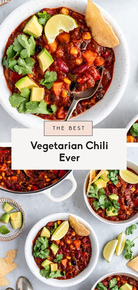 Best Vegetarian Chili Recipe, Plant Meals, Best Vegetarian Chili, Easy Vegetarian Chili Recipe, Vegan Greek Yogurt, Vegetarian Chili Easy, Fasting Recipes, 2023 Food, Vegetarian Chili Recipe