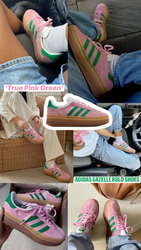 Adidas Gazelle Pink, Adidas Gazelle Outfit, Pink Gazelles, Adidas Gazelle Bold, Rose Adidas, Gazelle Bold, Ny Outfits, Bold Shoes, Look Adidas