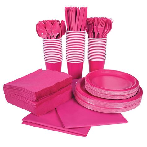 Hot Pink Tableware Party Pack for 48