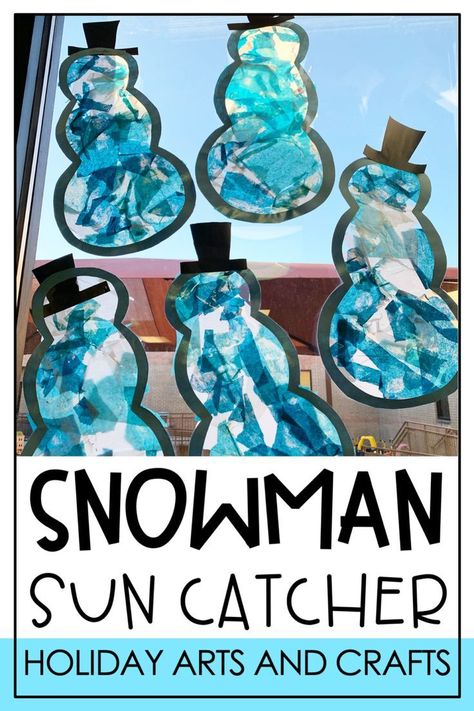 Snowman suncatcher- a fun winter craft activity for preschoolers Winter Fingerplays, Simple Holiday Crafts, Holiday Arts And Crafts, January Preschool, Winter Stem, Winter Crafts Preschool, Steam Activity, Fun Holiday Crafts, Winter Activities Preschool