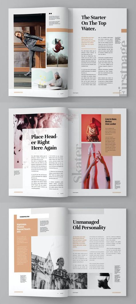 Creative Magazine Template InDesign - 15 custom pages design - A4 & US letter format paper size Magazine Page Design, Magazine Page Layouts, Design De Configuration, Magazine Design Cover, Indesign Layout, Mises En Page Design Graphique, Magazine Layout Inspiration, Pages Design, Creative Magazine