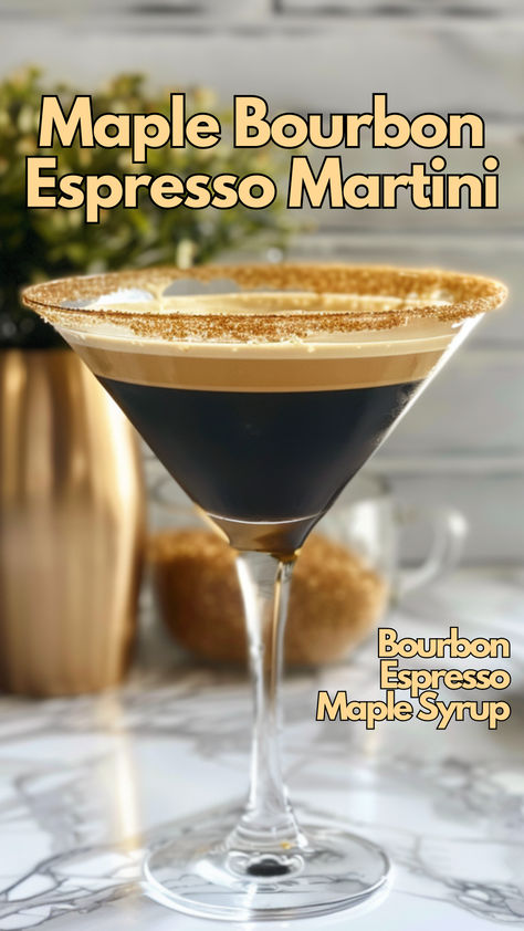 Maple Bourbon Espresso Martini Coffee And Bourbon Bar, Maple Bourbon Espresso Martini, Maple Espresso Martini, Maple Syrup Alcoholic Drinks, Bourbon Martini Recipes, Maple Liquor Cocktails, Maple Whiskey Drinks, Bourbon Espresso Martini, Espresso Cocktail Recipes