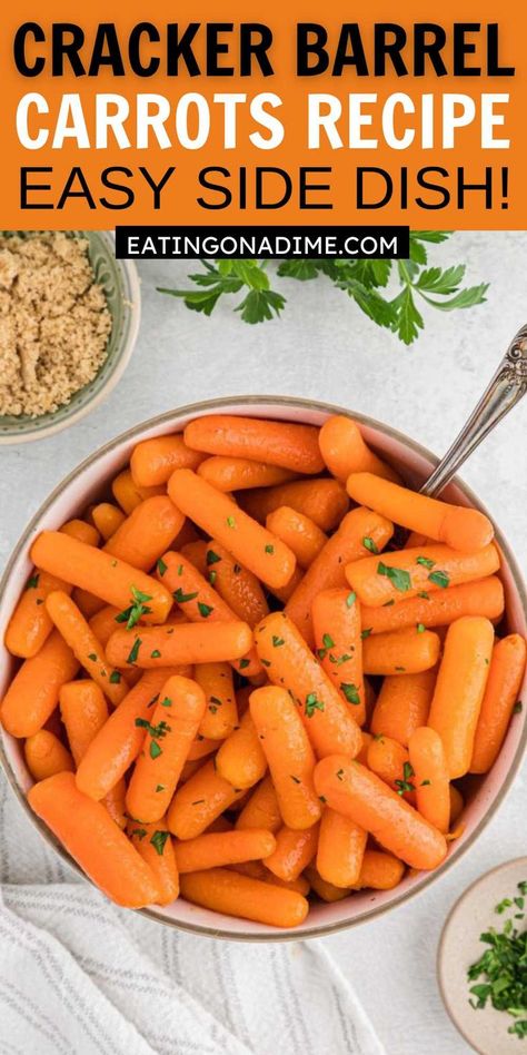 Cracker Barrel Carrots, Meatloaf Side Dishes, Carrot Recipes Side Dishes, Carrot Dishes, Cracker Barrel Recipes, Baby Carrot Recipes, Carrots Side Dish, Glazed Carrots Recipe, Honey Glazed Carrots