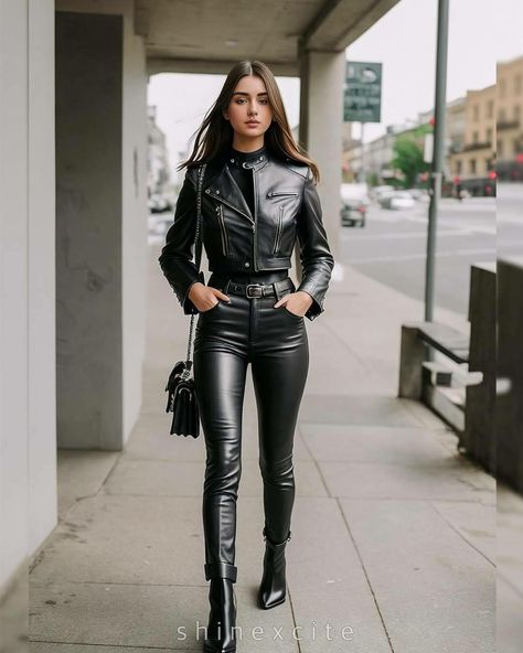 80s Leather Outfit Women, Leather Style Women, Crochet Shirt Outfit, Leather Corset Outfit, Leather Outfits Women, Leather Leggings Fashion, Leather Jacket Girl, Best Leather Jackets, Leather Coat Jacket