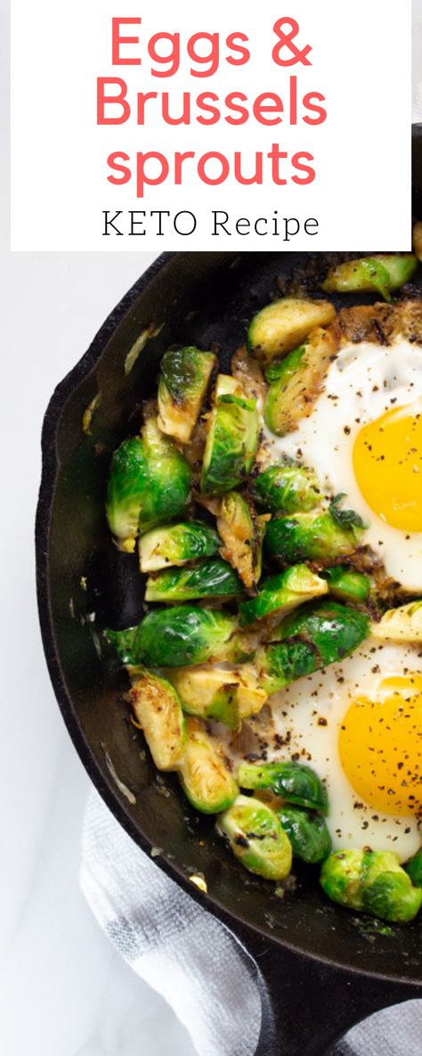 Keto Brussels Sprouts with Eggs | This is an easy Keto Breakfast Recipe that will leave you satiated and happy until lunch time! #keto #easy #recipe #breakfast Low Carb Zucchini Fries, Easy Keto Breakfast, Keto Easy, Breakfast Keto, Eggs Breakfast, Keto Diet Breakfast, Low Carb Meal Plan, Recipe Breakfast, Low Carb Zucchini