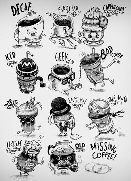 Click here for more coffee!http://Coffeecoffee.trulyspectaculargalleries.net/5151904-12062307 Coffee Tattoos, Coffee Drawing, Coffee Illustration, Decaf Coffee, Coffee Tshirt, Coffee Type, Coffee Is Life, Coffee Shirts, Coffee Latte