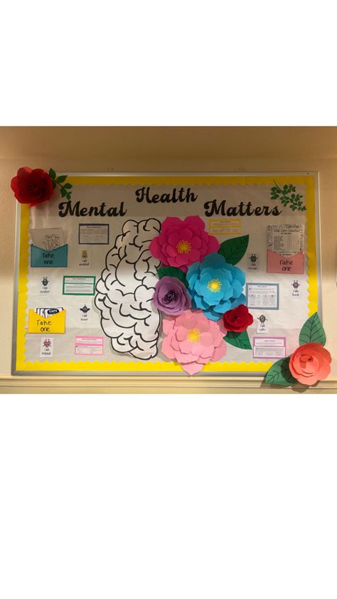 RA board for mental health awareness Residence Life Bulletin Boards, School Counselor Bulletin Boards, Counselor Bulletin Boards, School Counseling Bulletin Boards, Counseling Bulletin Boards, فن الرسم بالمسامير, Nurse Bulletin Board, School Nurse Office Decorations, Social Work Offices