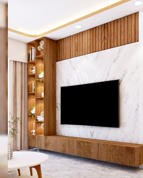 Home Decor Tv Unit, Black White Tv Unit, Tv Unit For Big Living Room, Pop Of Color In Neutral Living Room, White Rooms With Pops Of Color, Black And White Tv Unit, White Tv Units Living Room, Big Tv Living Room, White Living Room With Pops Of Color