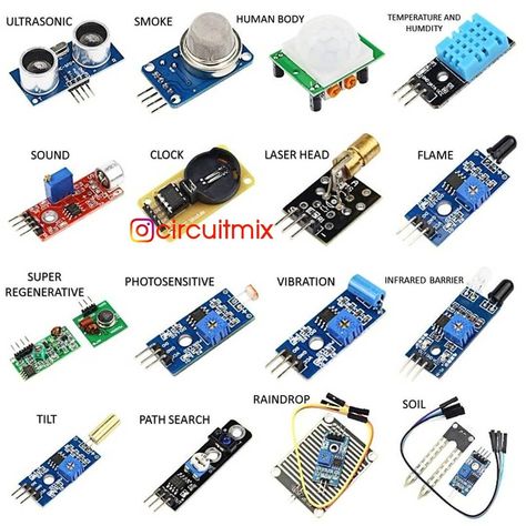 ➡️ Different types of sensor for Arduino projects 🤔🤔 Which one is new to you?? -- #arduinouno #arduinoproject #Automation #iot #ai #tech… Arduino Sensors, Basic Electronic Circuits, Arduino Projects Diy, Arduino Programming, Amazing Gadgets, Electronic Circuit Design, Electrical Circuit Diagram, Electronics Basics, Raspberry Pi Projects