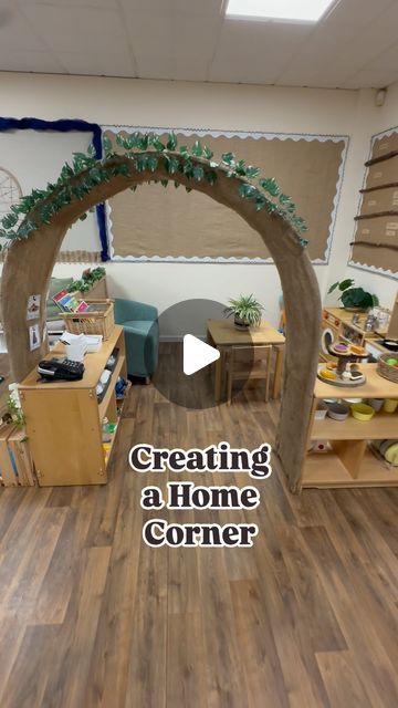 Kitchen Corner Classroom Ideas, Daycare Pretend Play Area, Home Corner Classroom, Home Daycare Playroom, Quiet Area In Classroom, Home Corner Eyfs Ideas, Pre K Library Center Ideas, Role Play Corner Ideas, Kindergarten Storage Ideas