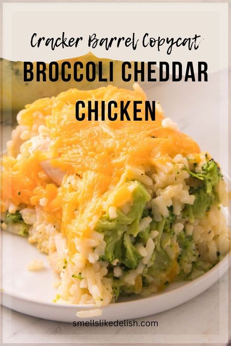 Recreate the iconic flavors of your favorite restaurant dish right in your own kitchen with this Copycat Cracker Barrel Broccoli Cheddar Chicken recipe. It's a comforting, family-friendly meal that's sure to satisfy even the biggest Cracker Barrel fans. Cracker Barrel Broccoli Cheddar Chicken, Cracker Barrel Broccoli, Copycat Cracker Barrel, Cracker Barrel Chicken, Cracker Barrel Recipes, Broccoli Cheddar Chicken, Broccoli And Cheddar, Broccoli Cheese Casserole, Broccoli Rice Casserole