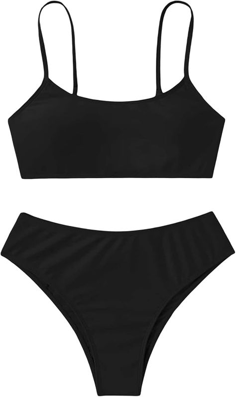 SHENHE Girl's 2 Piece High Waisted Spaghetti Strap Swimsuit Bathing Suit Bikini Sets - high waisted bikini sets for women Aerie Bathing Suits, Ocean Theme Party, Beach Skirt, 2 Piece Swimsuits, Summer Bikinis, Cute Swimsuits, Cute Bikinis, Swimsuit Cover Ups, Black Swimsuit