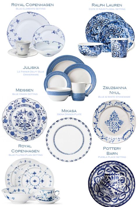 Blue And White French Kitchen, Blue White Dishes, Blue And White Crockery, Blue White Dinnerware, Blue And White Dinnerware Tablescape, Vintage Blue And White Dishes, Blue And White China Table Setting, China Dishes Pattern, Blue Dishes Sets