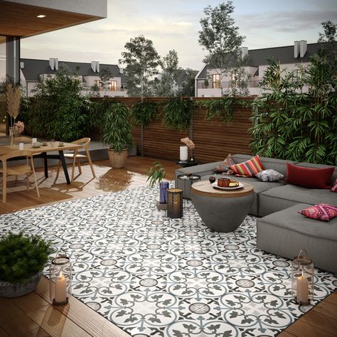 Outdoor - Jardin des Tuileries  tiles for outdoor use for example terrace or balcony. Moroccan Terrace, Stone Cladding Tiles, Apartment Elevation, Outdoor Tile Patio, Balcony Tiles, Terrace Tiles, Terrace Floor, Balcony Flooring, Tile Cladding