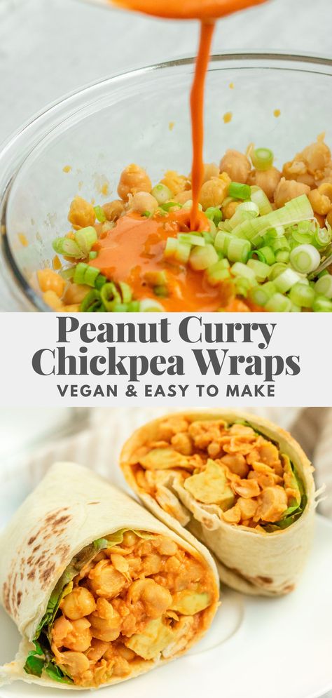 Curry Lunch Ideas, Vegan Lunches To Go, Quick Vegan Lunch Ideas, Vegan Lunch Sandwich Ideas, Healthy Vegan Curry, Vegan Wrap Ideas, Chickpea Wrap Recipes, Chickpea Lunch Ideas, Vegan Wraps Lunch