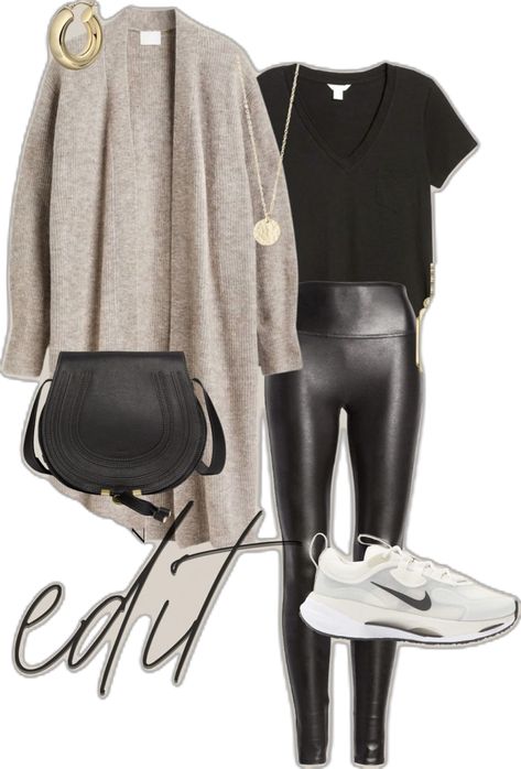 Winter Outfits Office Casual, Casual Outfits Accessories, European Night Outfits, Evereve Outfits Fall 2022, Vegan Leather Shirt Outfit, Nice Womens Outfits, Jeans And Black T Shirt Outfit, Vegas Day Time Outfits Winter, Travel Outfit Work Trip