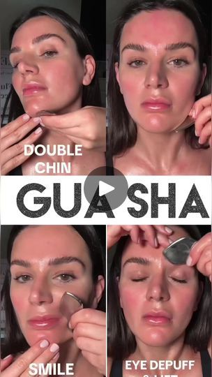 Gus Sha Double Chin, Guasha Exercises, Gua Sha Double Chin, How To Gua Sha Face, Double Chin Gua Sha, Guasha Before And After, Gua Sha For Double Chin, Gua Sha Before And After, Guasha Routine