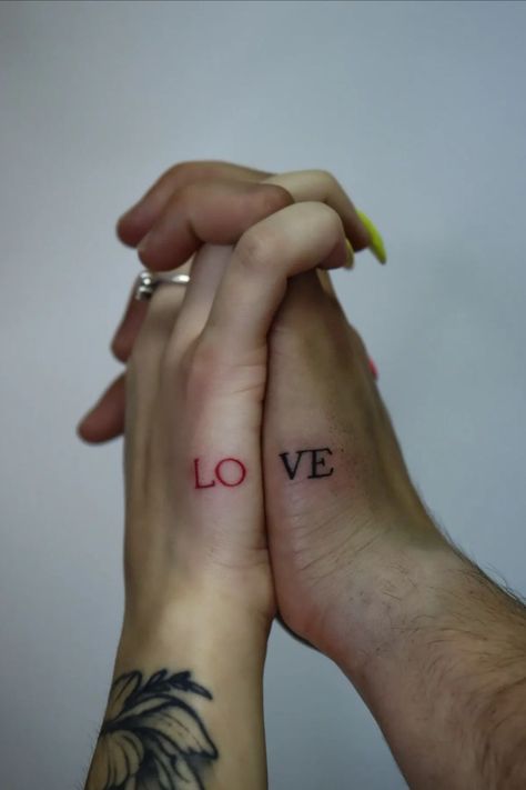 Unique Couple Tattoo, Tattoo Ideas Couple, Unique Couple Tattoos, Simple Couples Tattoos, Fairy Tale Tattoo, Couple Tattoo Ideas, Couple Tattoos Love, Partner Tattoos, Cute Matching Tattoos