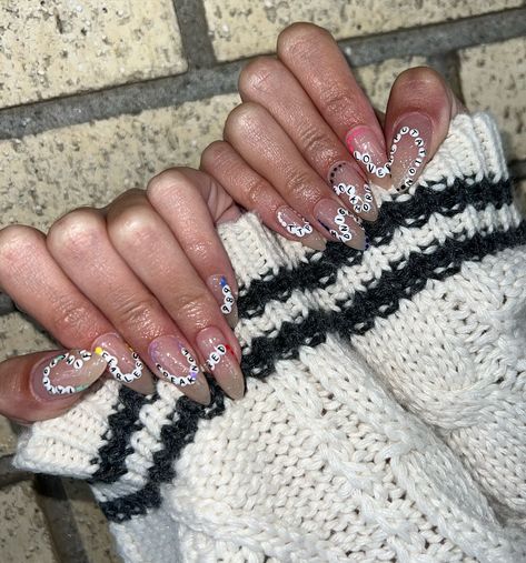 Taylor swift friendship bracelet nails🤩 where my swifties at?! Fav album?? #taylorswiftnails #swifties #luminarynailsystems #handpaintednailart #midvalenails T Swift Nails, Lover Themed Nails Taylor Swift, Taylor Swift Album Nails French Tip, Taylor Swift Nails Inspired Bejeweled, Taylor Swift Manicure, Taylor Swift Nails Inspired Eras Tour French Tip, Taylor Swift Nail Ideas Eras Tour, Eras Tour Nails Including Ttpd, Taylor Swift Debut Nails