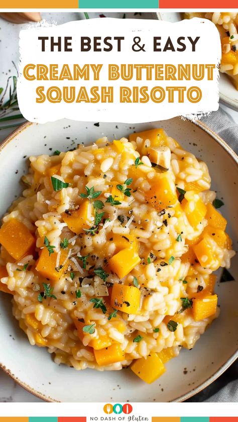 Creamy Butternut Squash Risotto Risotto Recipes Butternut Squash, Vegan Butternut Squash Risotto, Risotto Butternut Squash, Butternut Squash Zucchini Recipes, Butternut Risotto Recipe, Roasted Butternut Squash Risotto, Butternut Squash Sides, Butternut Squash Risotto Recipes, Squash Risotto Recipes