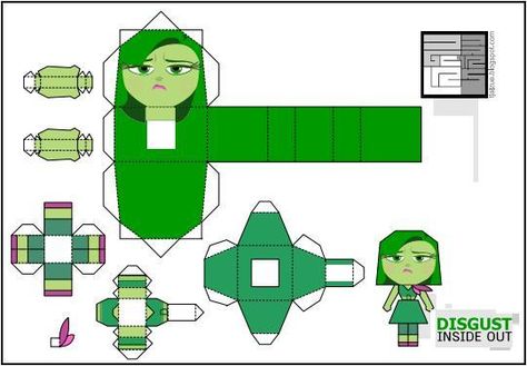 PAPERMAU: Inside Out - Disgust Paper Toy - by Tonchat Jaizue Paper Toy Disney, Inside Out Emotions, Inside Out Characters, Disney Inside Out, Paper Toys Template, Paper Doll Template, Science Activities For Kids, Paper Toy, Celebration Quotes